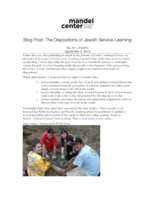 Blog Post: The Dispositions of Jewish Service-Learning