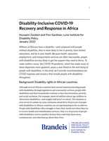 Disability-Inclusive COVID-19 Recovery and Response in Africa