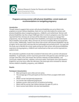 Pregnancy among women with physical disabilities: unmet needs and recommendations on navigating pregnancy