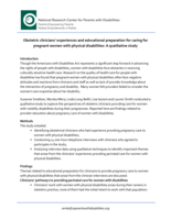 Obstetric clinicians’ experiences and educational preparation for caring for pregnant women with physical disabilities: A qualitative study