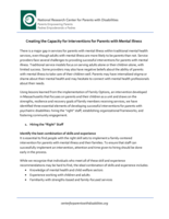 Creating the Capacity for Interventions for Parents with Mental Illness