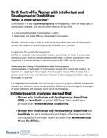 Birth Control for Women with Intellectual and Developmental Disabilities