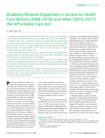 Disability-Related Disparities in Access to Health Care Before (2008–2010) and After (2015–2017) the Affordable Care Act