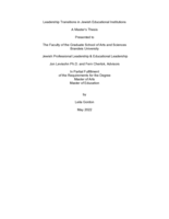 Leadership Transitions in Jewish Educational Institutions