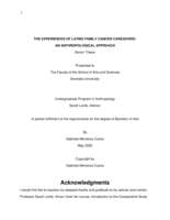 The Experience of Latinx Family Cancer Caregivers: An Anthropological Approach