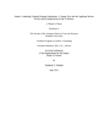 Genetic Counseling Training Program Admissions: A Deeper Dive into the Applicant Review Process and Its Implications for the Workforce