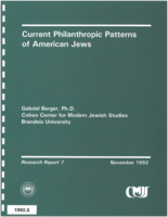 Current Philanthropic Patterns of American Jews