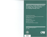 Alternative Jewish Philanthropies: Creating New Opportunities for Giving Among Jews