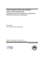 The Florence Melton Parent Education Program: Evaluating an Innovative Approach to Adult Jewish Education for Parents of Preschoolers