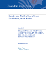 Teaching and Studying About Israel in America: The Israel Scholar Development Fund