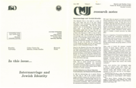 Research Notes: Intermarriage and Jewish Identity