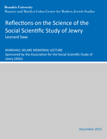 Reflections on the Science of the Social Scientific Study of Jewry: Marshall Sklare Memorial Lecture