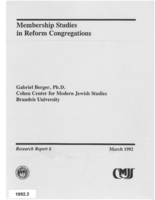 Membership Studies in Reform Congregations
