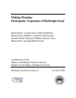 Making Meaning: Participants' Experience of Birthright Israel