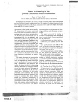 Ethics in Planning in the Jewish Communal Service Professions