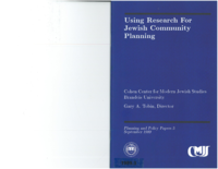 Using Research for Jewish Community Planning