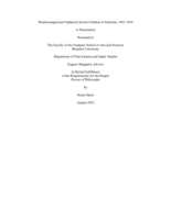 Disadvantaged and Orphaned Jewish Children in Palestine, 1881-1939