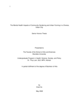 The Mental Health Impacts of Community Gardening and Urban Farming in a Diverse, Urban City
