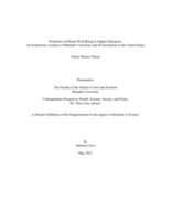 Predictors of Mental Well-Being in Higher Education: An Exploratory Analysis of Brandeis University and 40 Institutions in the United States