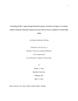 Promoting Positive Aging through Financial Capacity: Partial Least Square Correlation Analyses using the Financial Capacity Inventory-Short Form in Cognitively Normal Older Adults