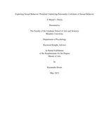 Exploring Sexual Behavior: Potential Underlying Personality Correlates of Sexual Behavior