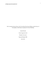 The Covariation between Stress in the Year before First Sexual Offense and the Facets of Psychopathy in Individuals Committed for Sexual Offending