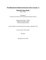 The Motivations Behind American Aid to Crises: A Rwanda Case Study
