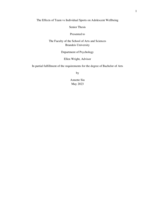 The Effects of Team vs Individual Sports on Adolescent Wellbeing