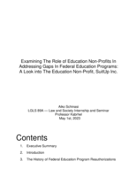Examining The Role of Education Non-Profits In Addressing Gaps In Federal Education Programs: A Look into The Education Non-Profit, SuitUp Inc.