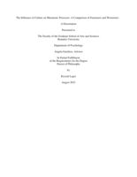 The Influence of Culture on Mnemonic Processes: A Comparison of Easterners and Westerners