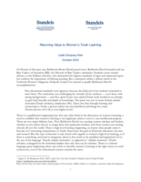 Returning Value to Women's Torah Learning