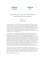 Gender Studies and the Outcomes of Jewish Education: Learning with and from Moving Traditions