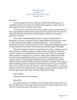 John Guillory Professes Criticism: (JP, Nick Dames)