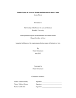 Gender Equity in Access to Health and Education In Rural China