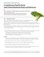 A Long Recovery Road for Norrie: Exotic Animal Nutritional Needs and Deficiencies