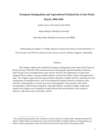 European Immigration and Agricultural Productivity in Sao Paulo, Brazil, 1898-1920