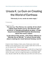 Le Guin on Creating the World of Earthsea
