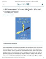 A Wilderness of Mirrors: On Javier Marías's Tomás Nevinson