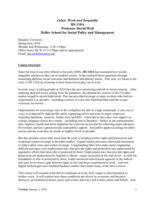 HS 110A Labor, Work and Inequality Spring 2024