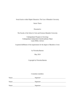 Social Justice within Higher Education: The Case of Brandeis University