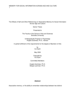 The Effects of Self and Other-Referencing on Associative Memory for Social Information Across Age and Culture