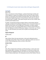 Novel Dialogue: Joshua Cohen (JP, Eugene Sheppard)