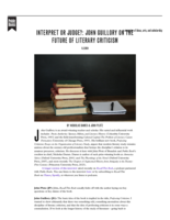 INTERPRET OR JUDGE?: JOHN GUILLORY ON THE FUTURE OF LITERARY CRITICISM