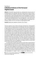 A Modest Defense of the Personal Highest Good