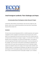 Small Immigrant Landlords: Their Challenges and Hopes A Community-Driven Participatory Action Research Project