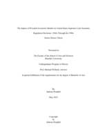 The Impact of Prevalent Economic Models on United States Supreme Court Securities Regulation Decisions: 1960s Through the 1980s