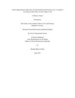 Jewish Organizational Approaches Towards Spiritual and Emotional Care: A Guide for Accessing our Best Selves at Every Stage of Life