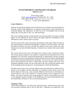 PS GOVERNMENT AND POLITICS OF ISRAEL SPRING 2019