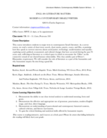 ENGL 200: LITERATURE MATTERS: MODERN & CONTEMPORARY ISRAELI WRITERS - 2018