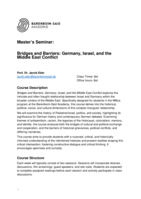 MASTER’S SEMINAR: BRIDGES AND BARRIERS: GERMANY, ISRAEL, AND THE MIDDLE EAST CONFLICT